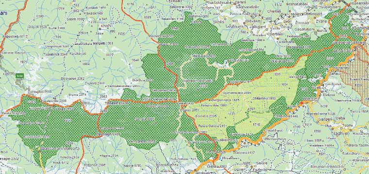 Boržomi-Charagauli nacionalinio parko žemėlapis