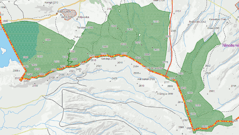 Džavacheti nacionalinio parko žemėlapis