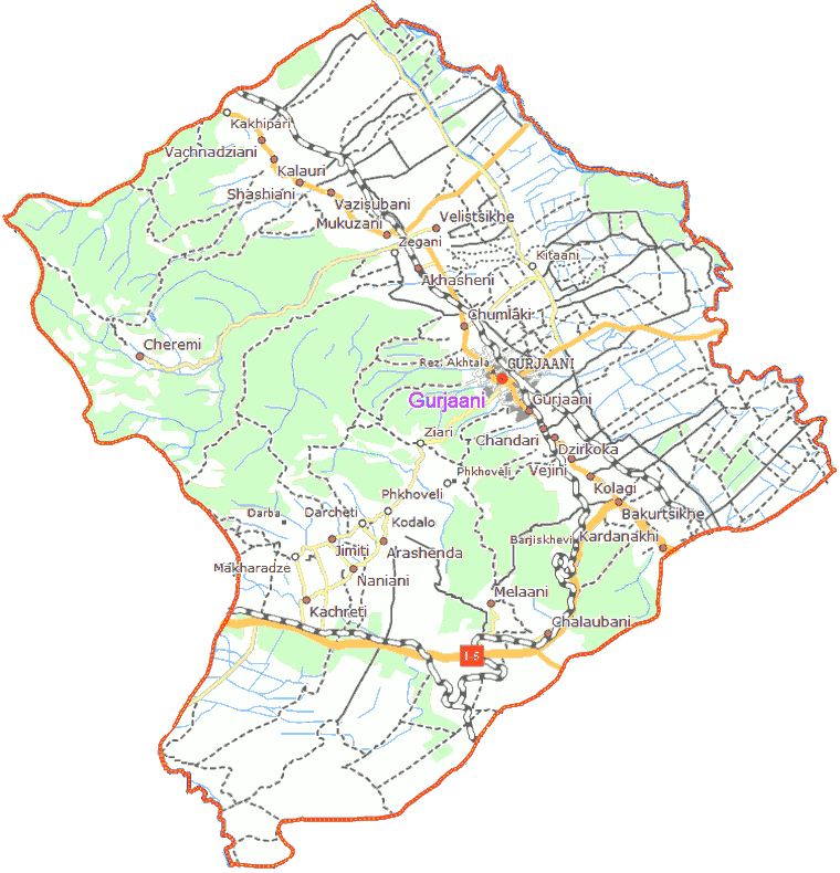 Gurdžaani municipaliteto žemėlapis