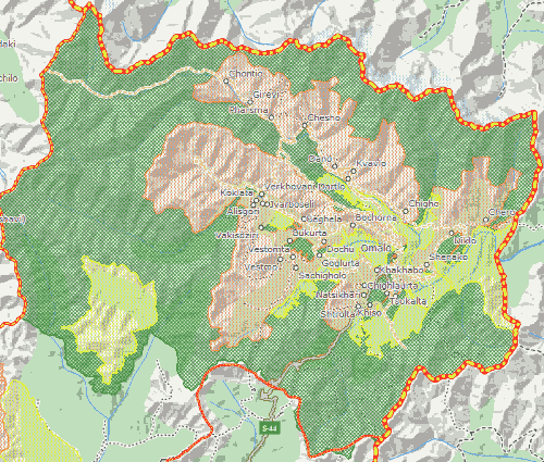 Tušeti nacionalinio parko žemėlapis